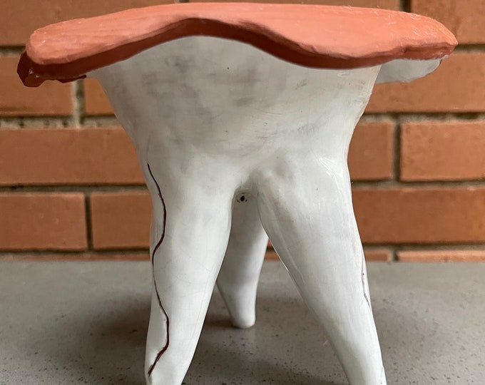 Hand Crafted Glazed Vintage Ceramic Art Pottery Tripod Vase Object Modern 80s