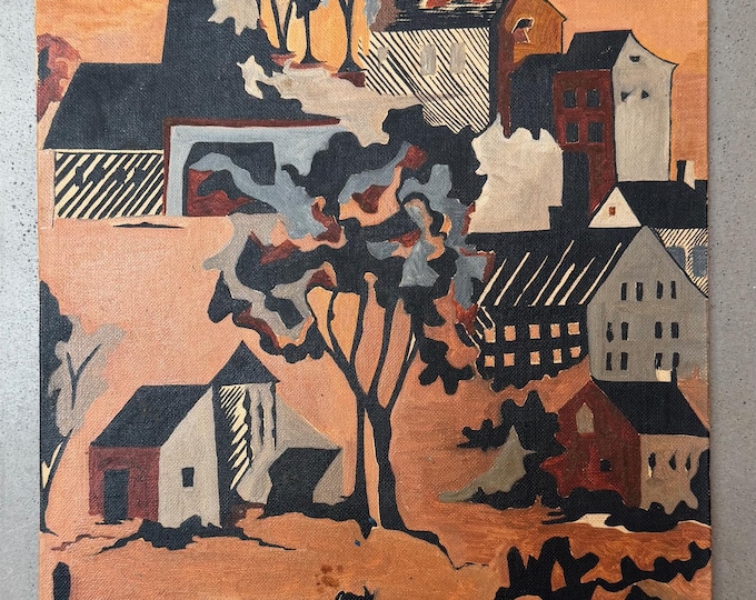 Vintage Paint By Numbers PBN Landscape Painting Modern Art Wall Hanging Farmland