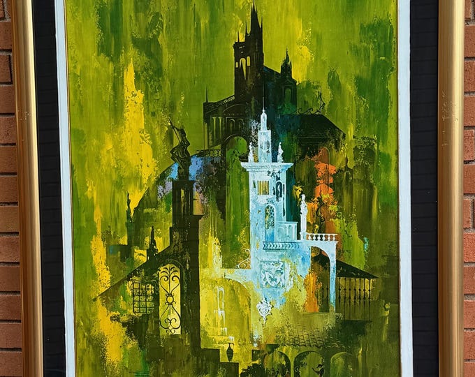 Vintage MCM Abstract Print Frans Van Lamsweerde 60s Mediterranean Fantasy Disney