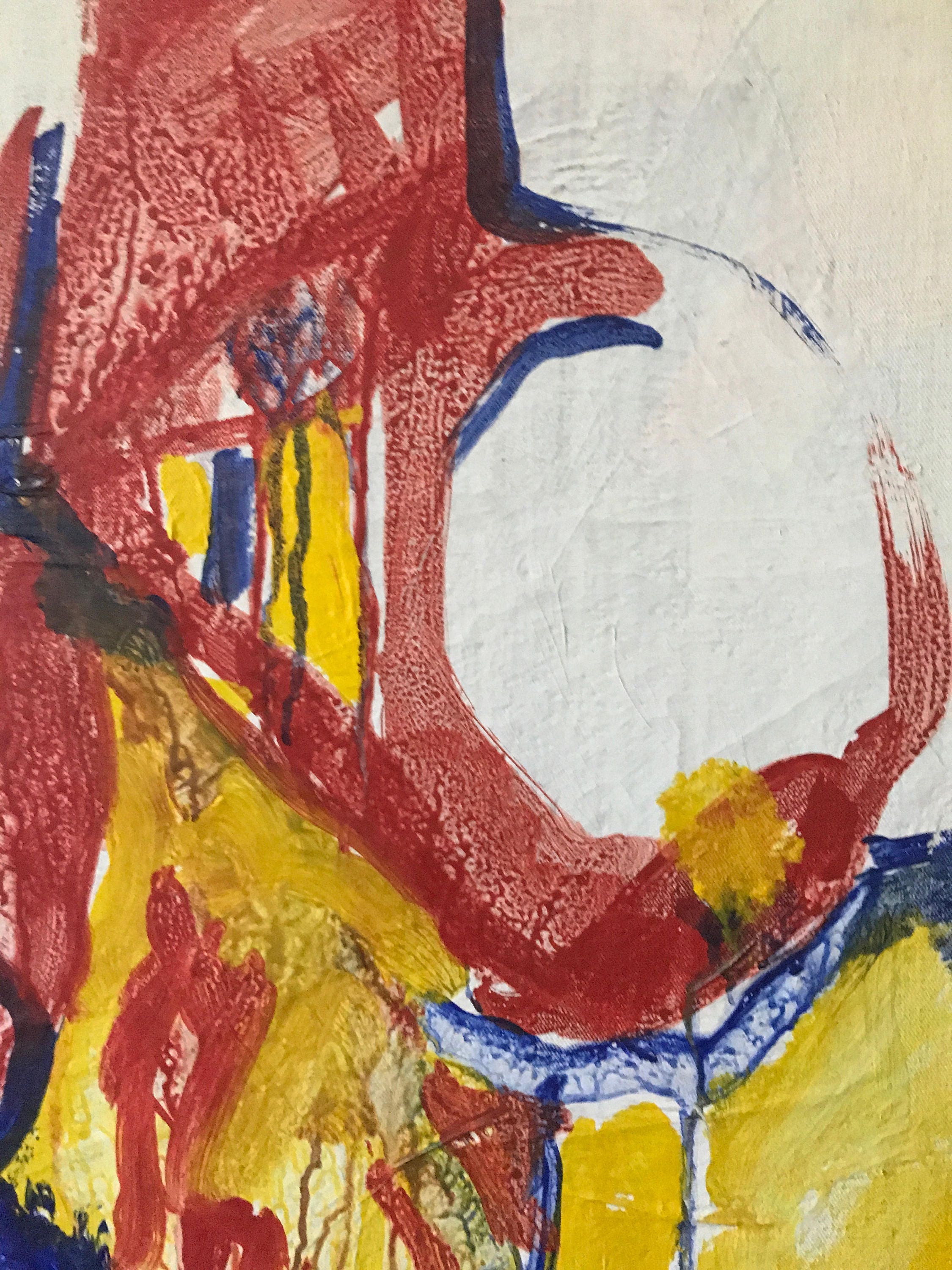 Vintage 60s Abstract Oil Painting Retro Art Wall Hanging Mid Century