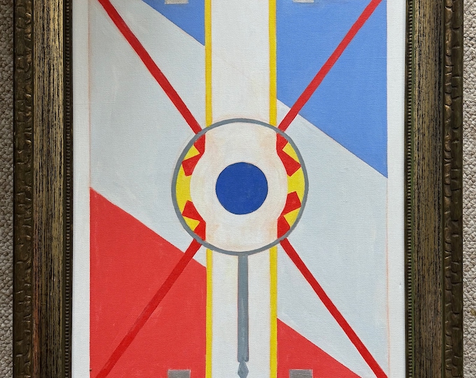 Vintage Abstract Surreal Shapes Painting Art Wall Hanging Signed REM Menges