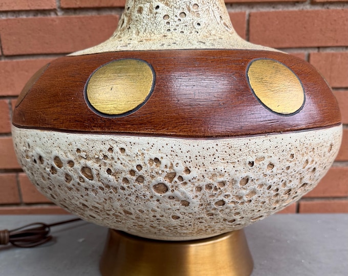 Vintage 60s MCM Fat Lava Chalkware Lamp Mid Century Modern Lighting Textured