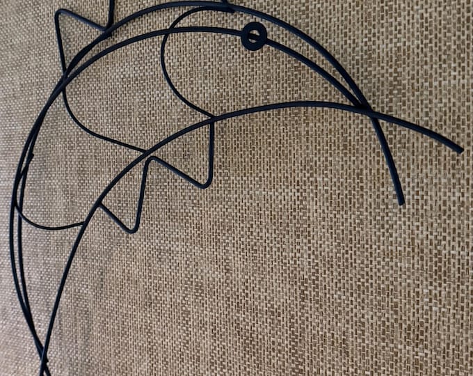 Vintage MCM Black Wire Marlin Fish Wall Hanging Mid Century Modern 50s Atomic Era Weinberg Style