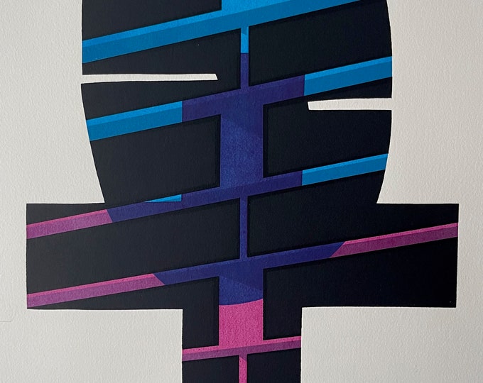 Vintage 1960s Ronald King Abstract Silkscreen Print Art MCM Canterbury Tales Alecto Press Signed Limited Edition Parson