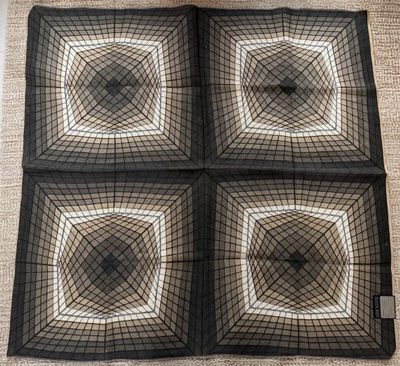 Vintage 70s Geometric Op Art Jute Hand Printed Tapestry Sweden S.M