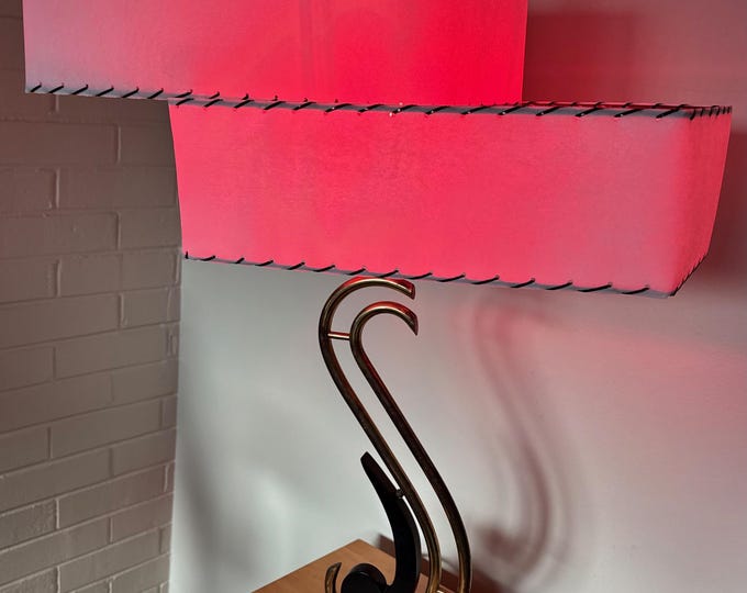 Vintage 1950s MCM Lamp Fiberglass Shade Mid Century Modern Lighting Majestic Guggenheim Era