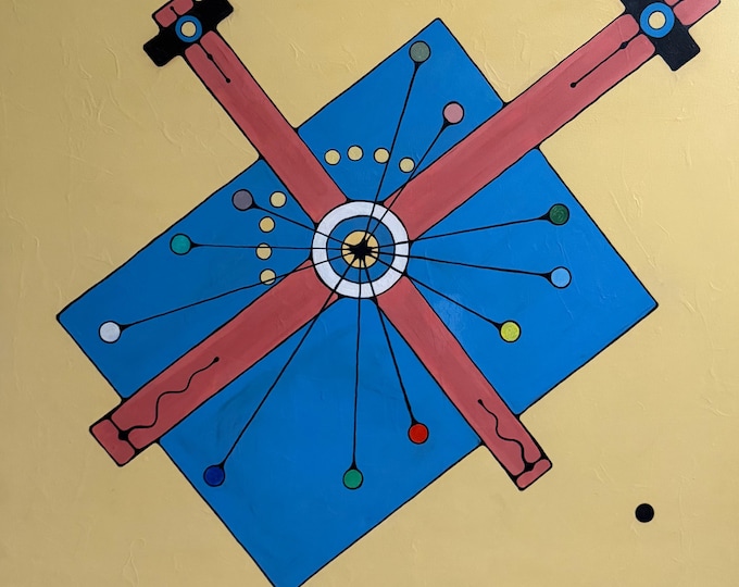 Vintage Abstract Shapes Acrylic Painting Modern Art Wall Hanging Signed Crafford