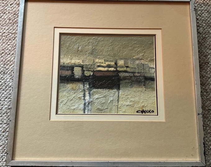 Vintage Abstract MCM Oil Painting Paul Chelko Mid Century Modern Art Signed - 1
