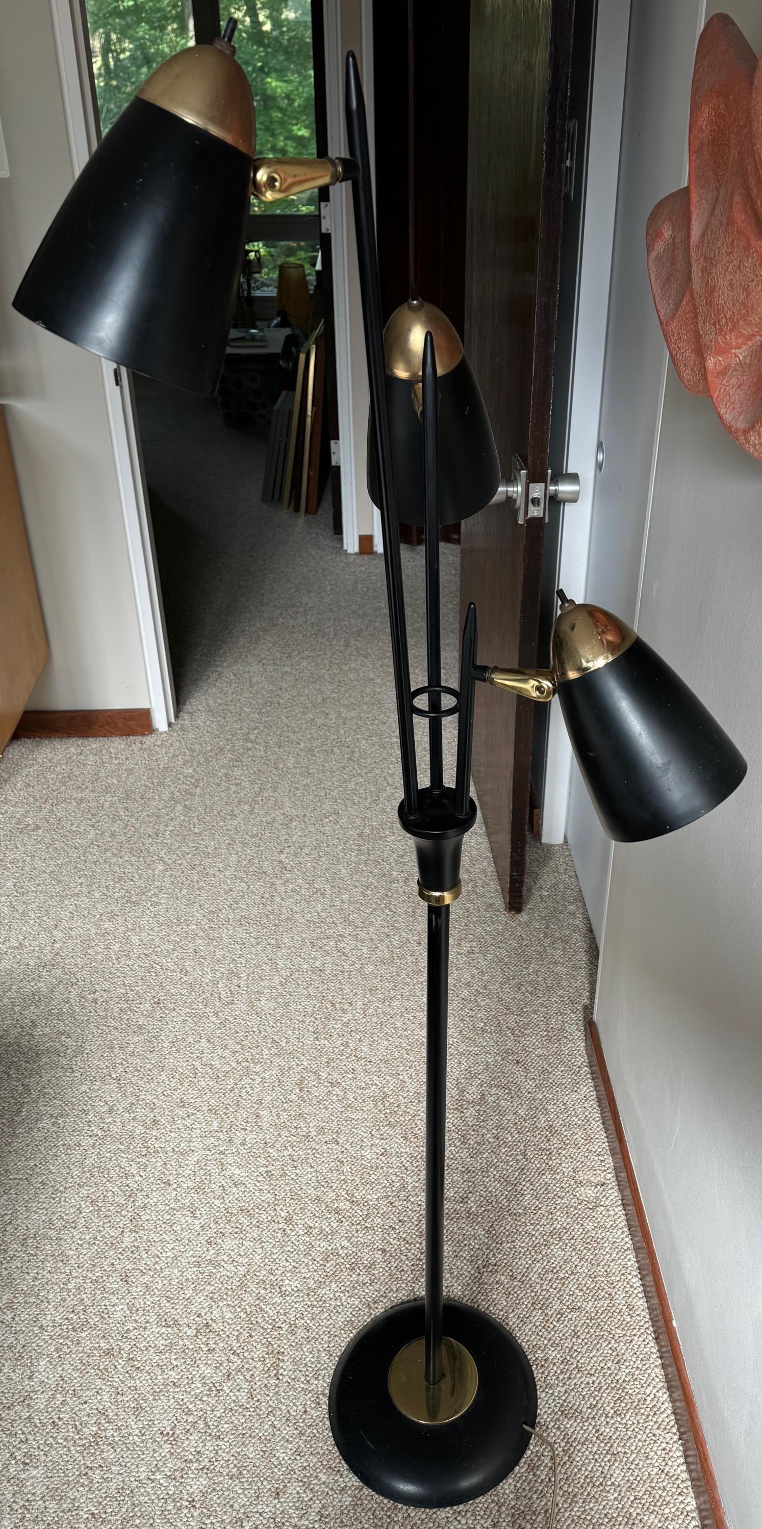 Vintage 50s Metal Cone Bullet Floor Lamp Mid Century MCM Vintage 50s Metal Cone Bullet Floor Lamp Mid Century MCM