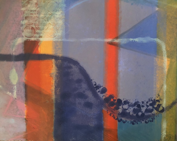 Vintage 70s Monoprint Lithograph Print Abstract Art Wall Hanging Mid Century Modern Mariko Nutt St. Louis Artist