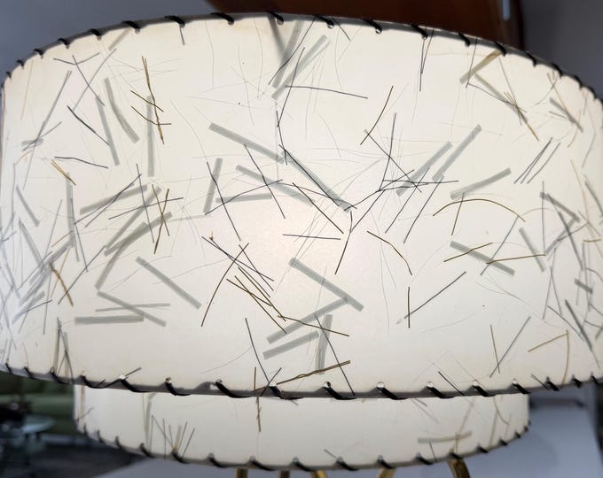 Vintage MCM Double Tier Fiberglass Lamp Shade Mid Century Modern 1950s Lighting