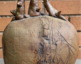Vintage 70s Abstract Figural Stoneware Pottery Sculpture Modern Art Schyler