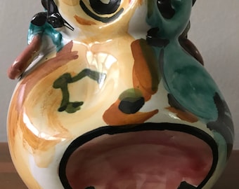 Unusual Vintage Head Painted Abstract Head Face Pitcher Ceramic Italy Retro Mid Century Modern