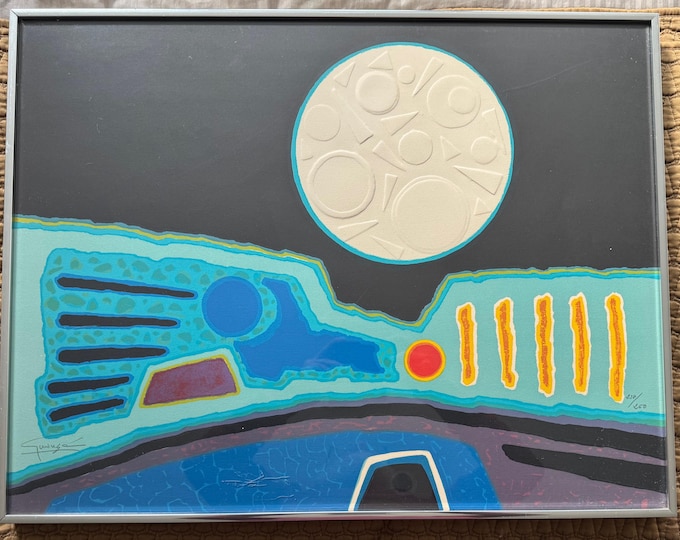 Vintage MCM Guansé Abstract Shapes Serigraph Print Mid Century Modern Art 1960s