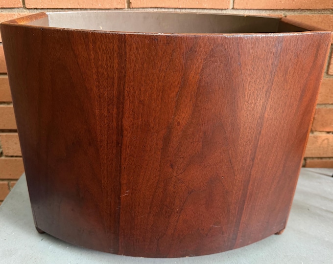Rare Vintage Stow & Davis Wood Walnut Waste Basket Bin Mid Century Modern MCM 40s