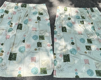 Vintage MCM Geometric Abstract Curtains Drapes Mid Century Modern 1960s Rayon Acetate