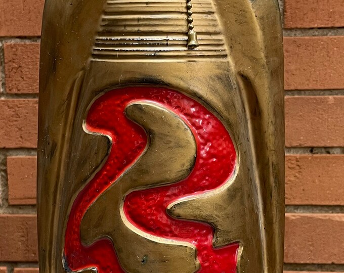 Vintage 50s 60s Gold Red Biomorphic Abstract Chalkware Lamp Mid Century Modern