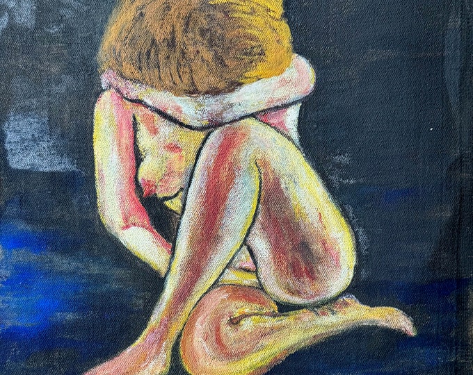 Vintage Nude Naked Women Study Canvas Paintings Modern Art Signed Double Sided B
