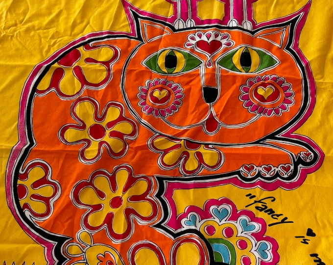 Colorful Vintage SHOEmaker Textile Screen Print Art Modern Psychedelic Tapestry 70s