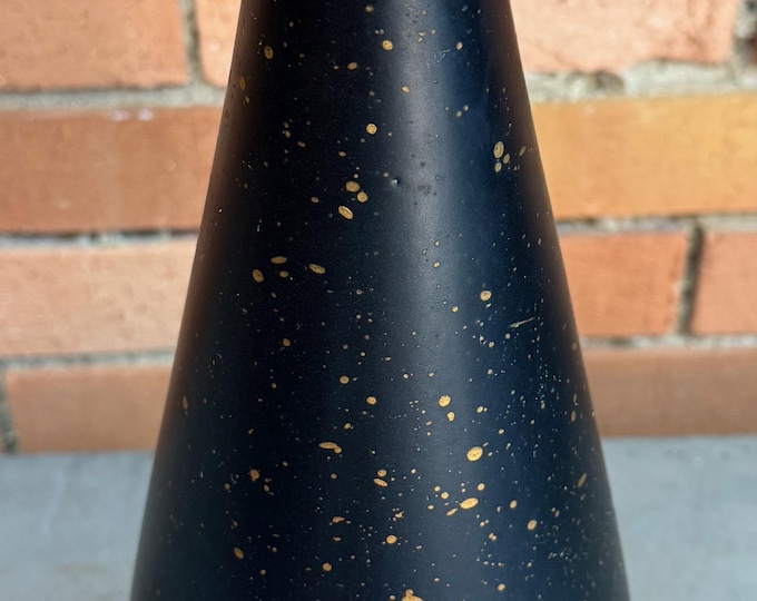 Vintage MCM Black Gold Ceramic Lamp Mid Century Modern Lighting Atomic Era 1950s