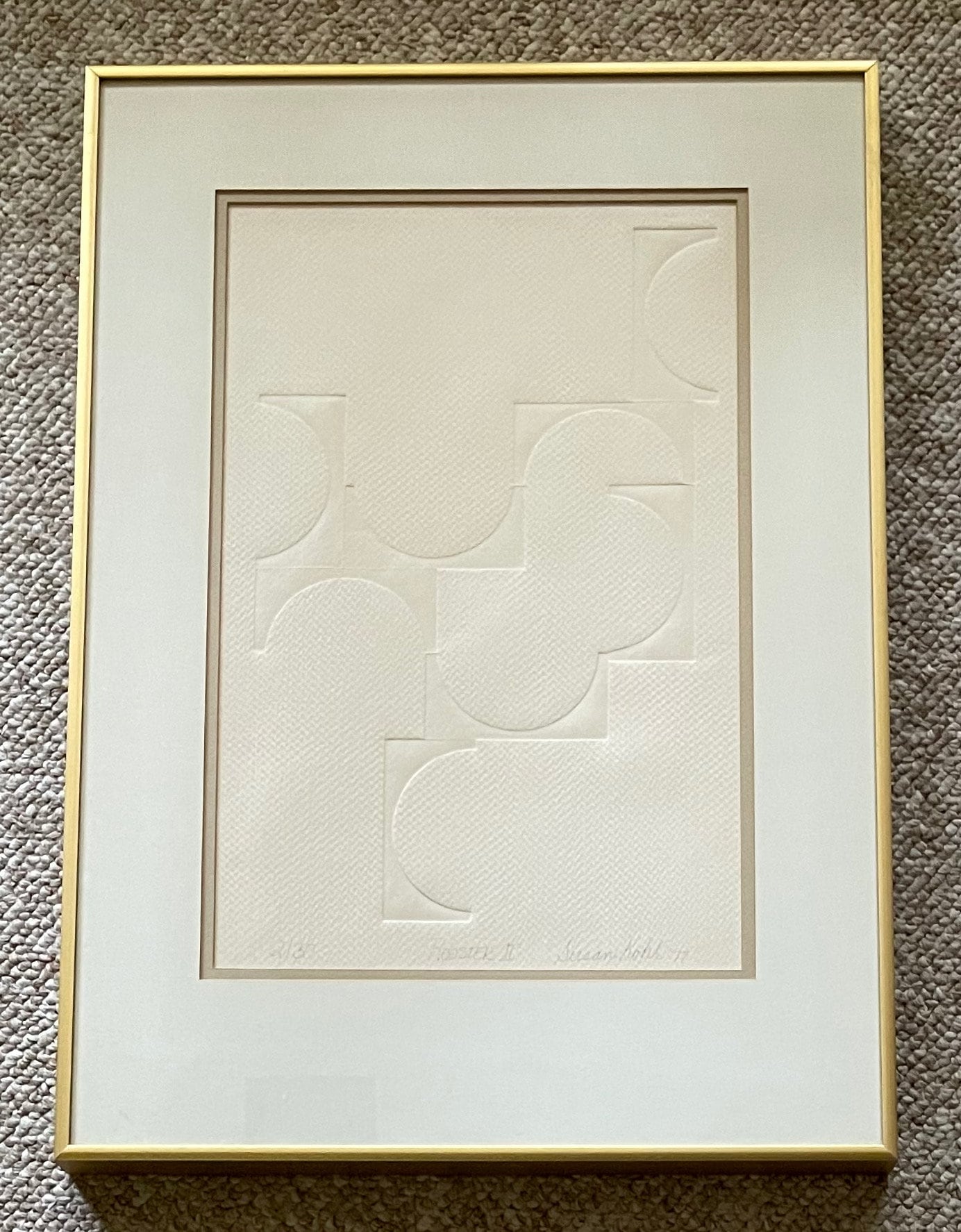 Vintage 70s Embossed Paper Abstract Rooster Modern Art Wall Hanging