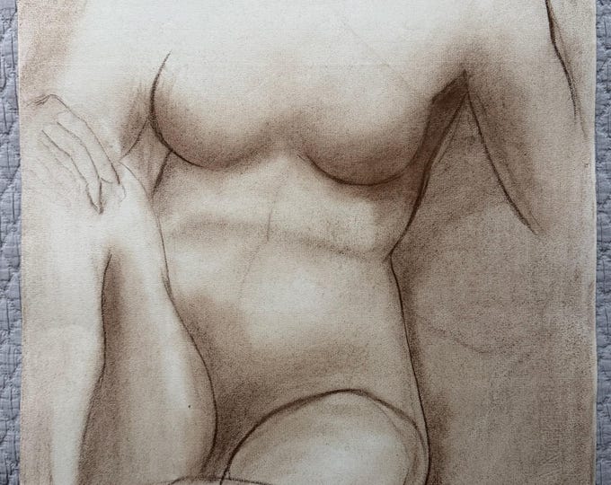 Vintage Woman Posing Charcoal Drawings Illustration Modern Art Signed Higgins 18