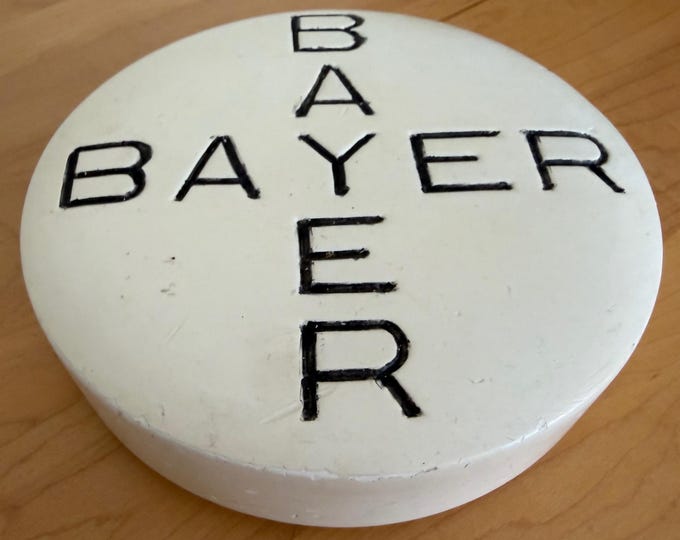 Vintage Black White Bayer Aspirin Paperweight Plaster Modern Medicine Medical