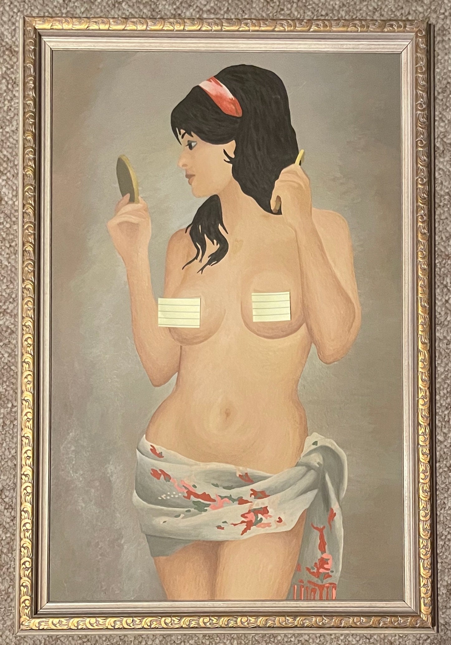 Vintage Oiled Nude - Vintage 1960s Nude Woman Oil Painting Mid Century Erotic Art Wall Hanging  Naked