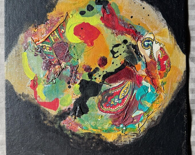Contemporary Mixed Media Multi-Color Abstract Acrylic Painting Modern Art - D