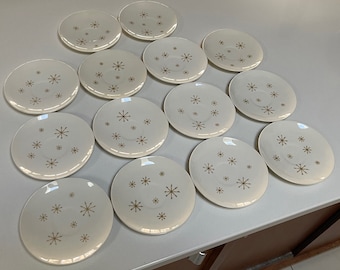 Vintage Royal China Ironstone "Star Glow" Saucers USA Mid Century Modern Dinnerware