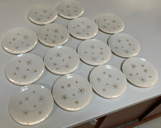 Vintage Royal China Ironstone "Star Glow" Saucers USA Mid Century Modern Dinnerware