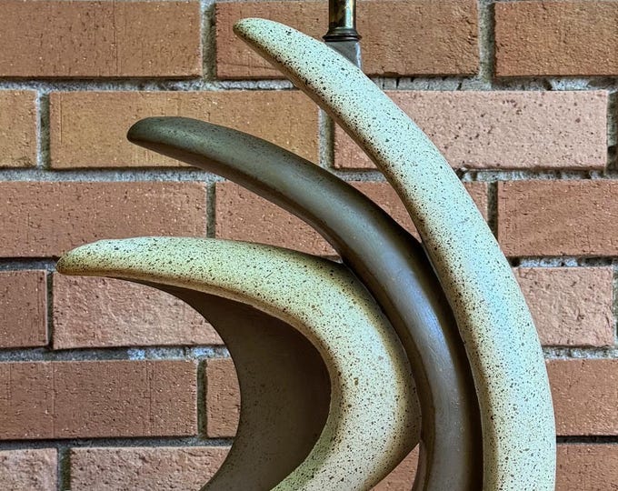 Vintage MCM Boomerang Lamp Mid Century Modern 1950s Atomic Era Plaster Crescents