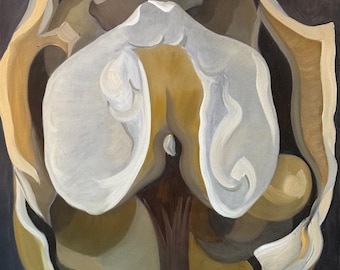 Abstract Fruit Oil Painting Modern Art Wall Hanging 1990s Signed Stan Jones