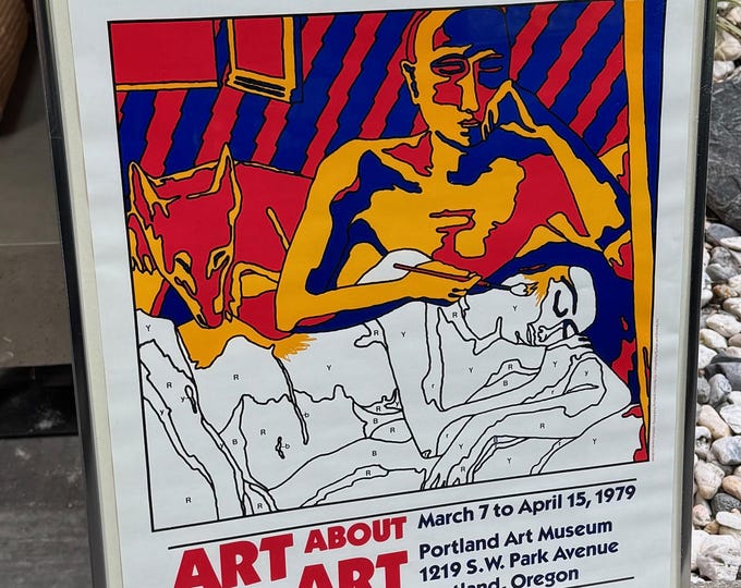Vintage 70s "Art About Art" Lithograph Poster Museum Exhibit Portland Contemporary Art