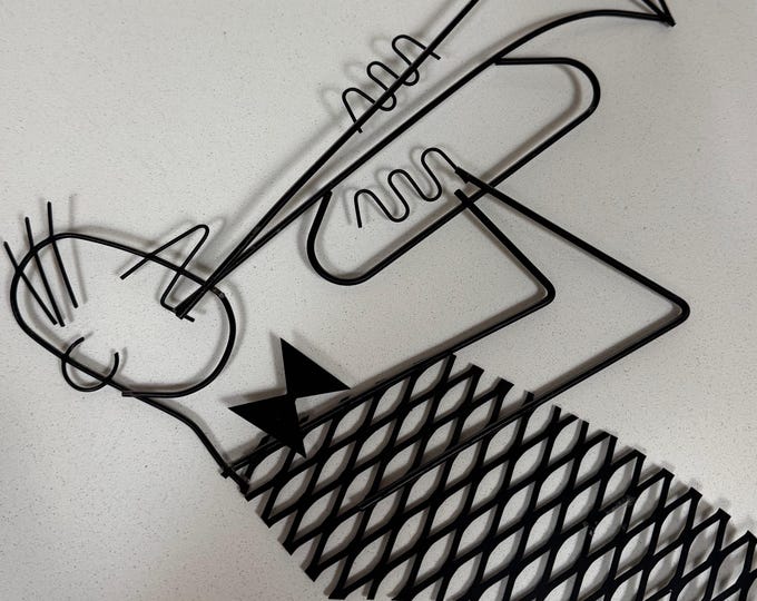 Vintage 50s Wire Art Musician Trumpet Mid Century Modern Weinberg Style Metal