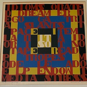 Vintage 70s 80s Framed Words Serigraph Print Wall Hanging Modern Art Signed Dorothy Dubinsky Pop Art image 4