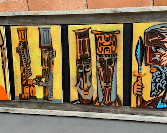 Vintage 60s Judith Daner Enamel Plaques Mid Century Modern MCM Wall Hanging Art