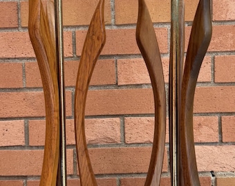 Vintage MCM Sculptural Walnut Table Lamps Mid Century Modern Lighting 1960s Pearsall?