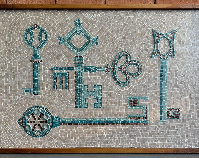 Vintage "Keys" Tile Mosaic Tile Wall Hanging Mid Century MCM Modern Art 1960s