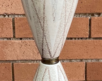 Vintage 1960s Ceramic Hourglass-Shaped Pottery Lamp Mid Century Modern Lighting