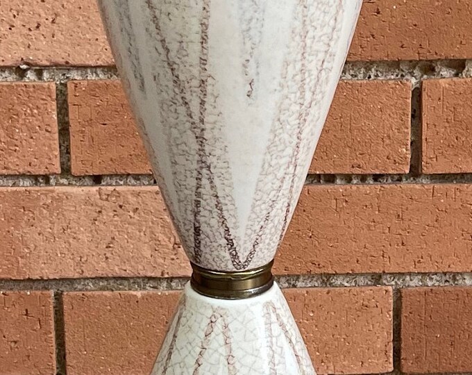 Vintage 1960s Ceramic Hourglass-Shaped Pottery Lamp Mid Century Modern Lighting
