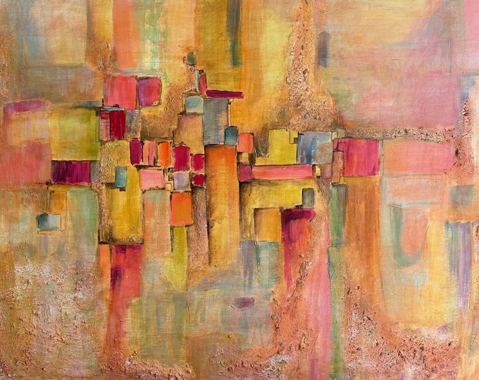 Vintage 1960s MCM Abstract Expressionist Painting Wall Art Mid Century Modern