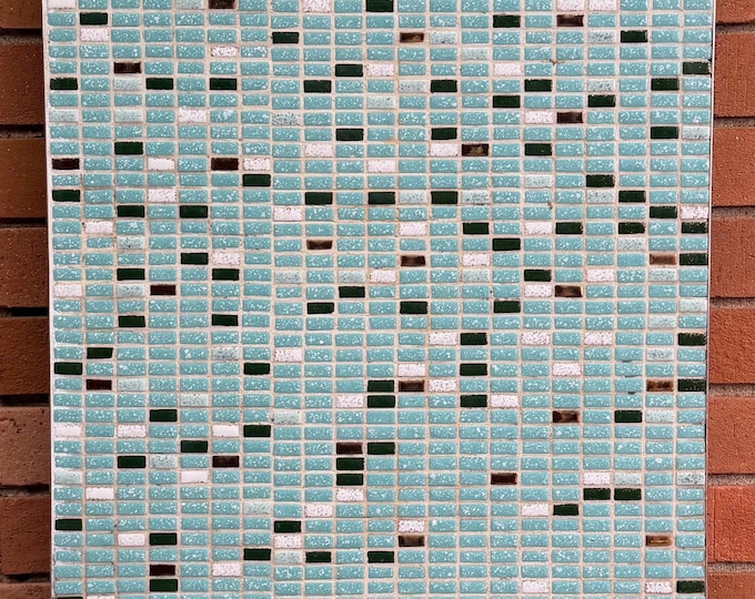 Vintage 1950s Turquoise Gold White Ceramic Tile Coffee Table MCM Mid Century Modern