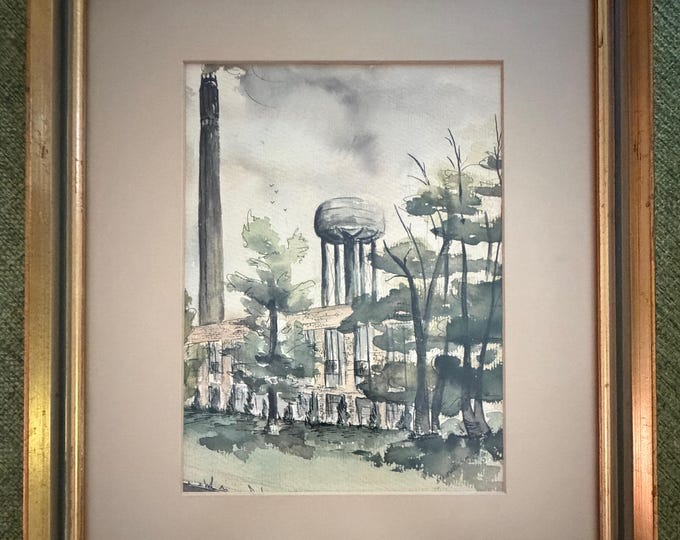 Vintage BROTHER MEL MEYER Watercolor Painting Landscape Modern Art Wall Hanging - 2