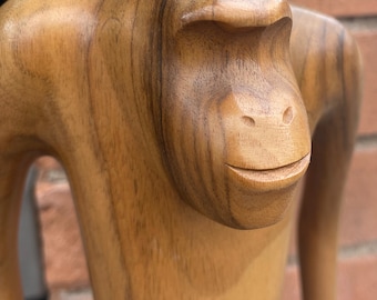 RARE Vintage Handmade Hagenauer Wood Gorilla Sculpture Statue Mid Century Modern 50s Austria