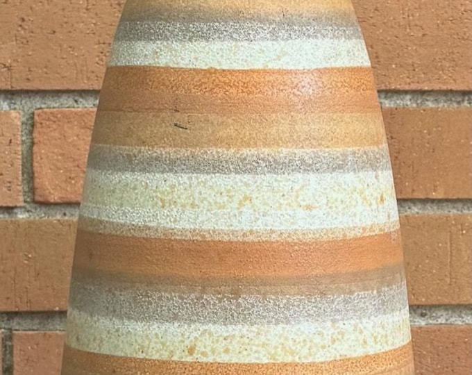 Tall Vintage 1960s Striped Ceramic Art Pottery Lamp Mid Century MCM Modern Lighting