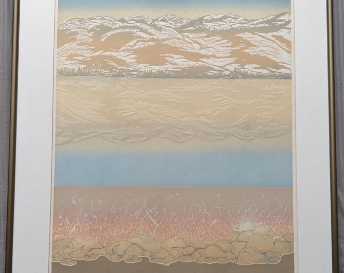 Vintage Landscape Etching Print Modern Art Signed Jessica Newman Numbered "Deja Vu"