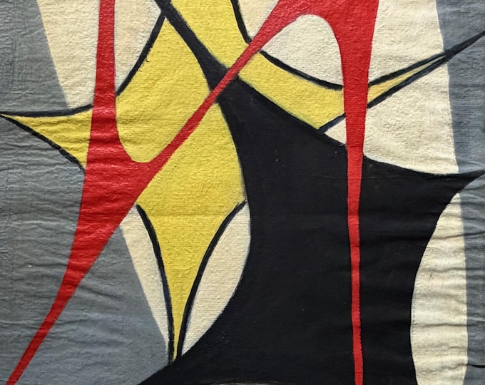 Vintage MCM Abstract Geometric Shapes Painting on Paper Mid Century Modern 50s Art Edward Cooper -1