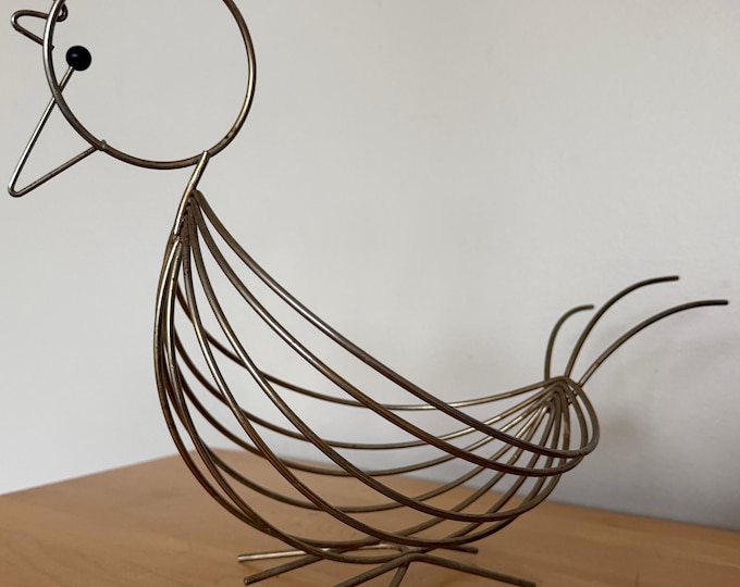 Vintage MCM Wire Metal Bird Basket Galef Ravenware Mid Century Modern Atomic Era 50s