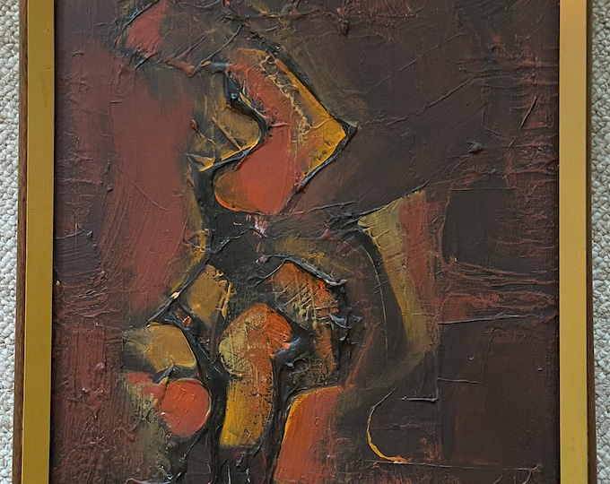 Incredible Vintage 60s 70s Abstract Shapes Oil Painting Mid Century Modern Art Signed Jerry Harp